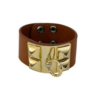 Gold and Brown Dog Collar Style Bracelet